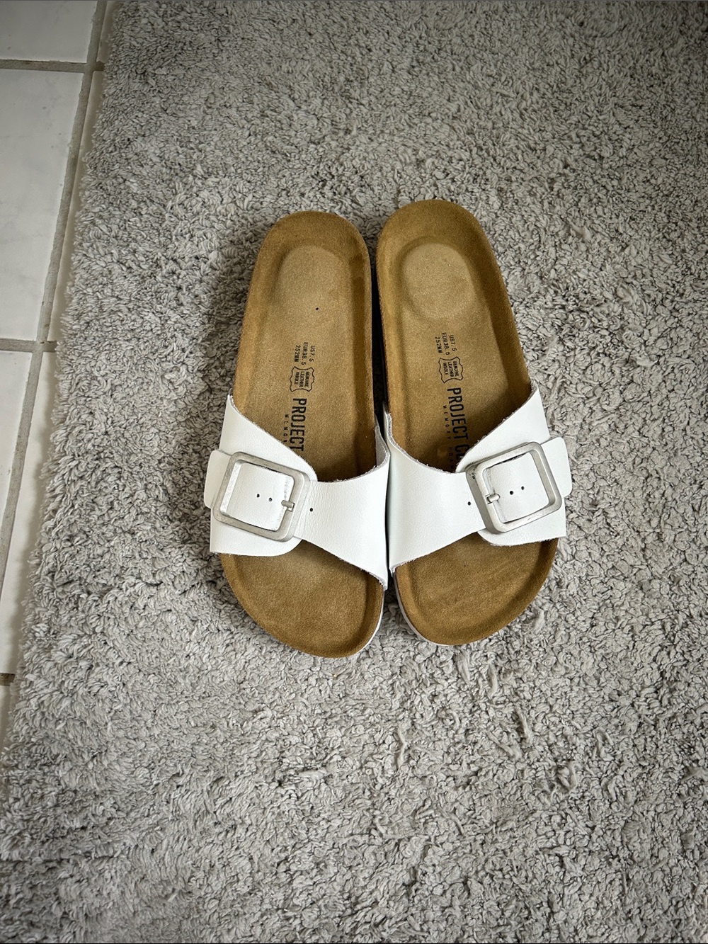 Project Cloud white women’s Single-Buckle Slide Sandals